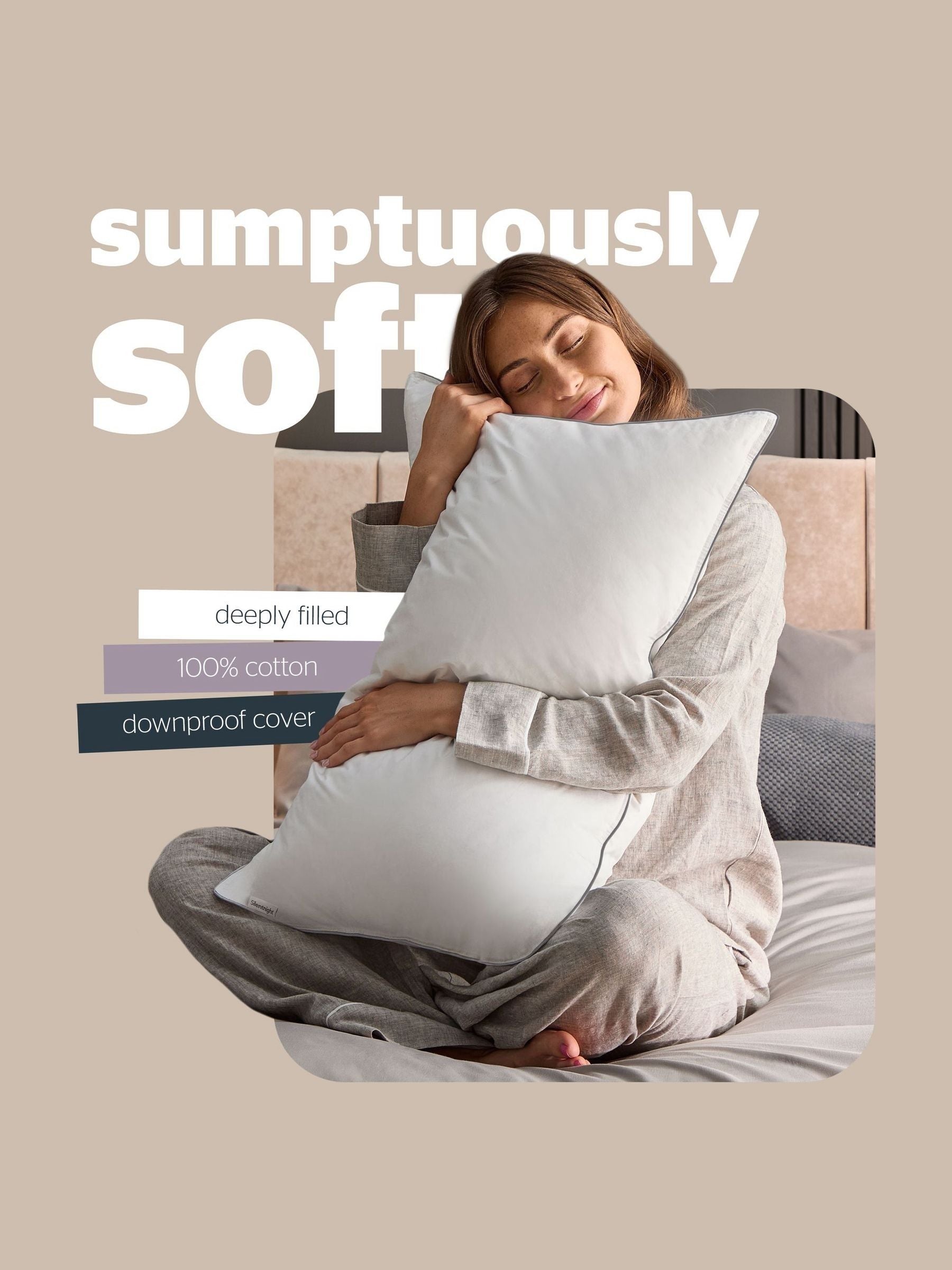 Silentnight white goose down pillow with cotton cover - British product