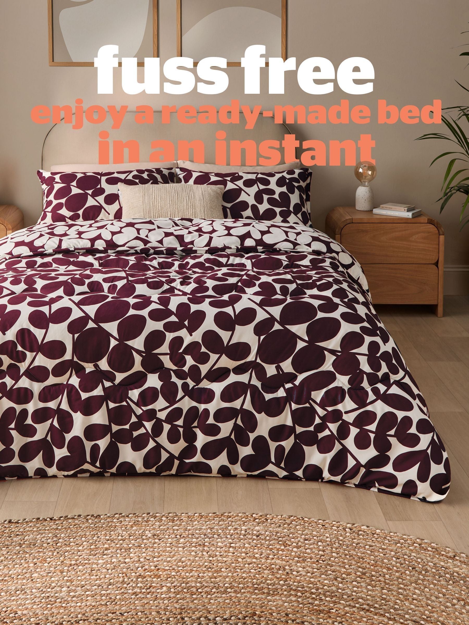 Silentnight leaf print coverless duvet set 10.5 tog - British product