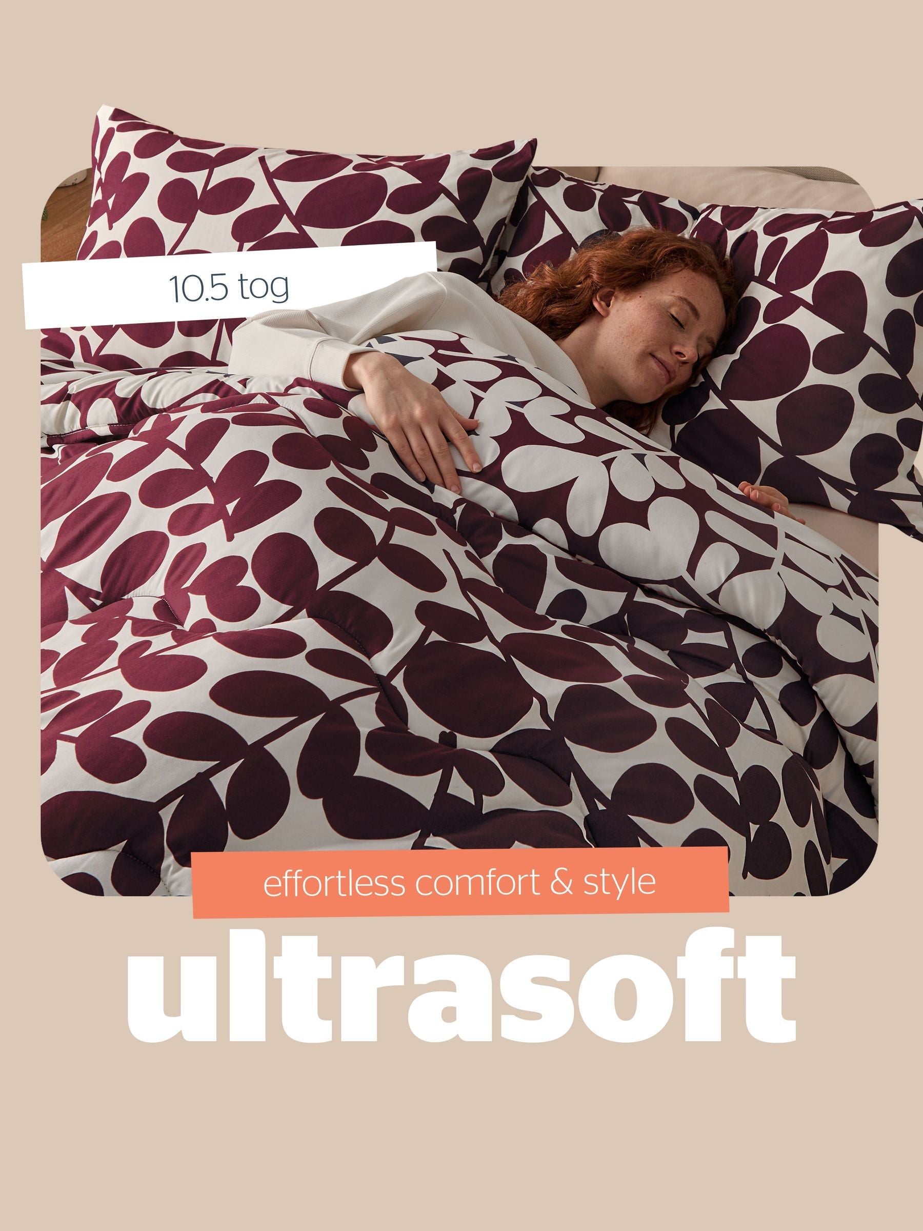 Silentnight leaf print coverless duvet set 10.5 tog - British product