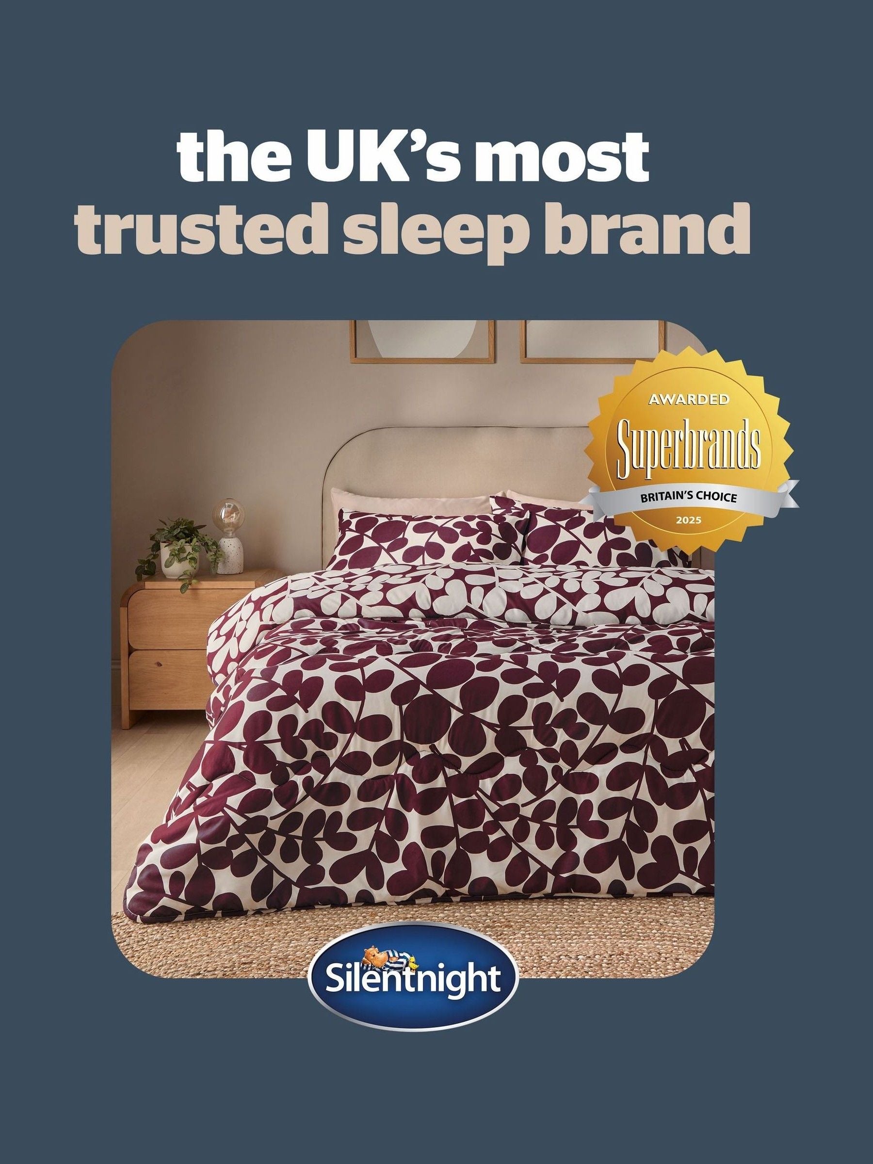 Silentnight leaf print coverless duvet set 10.5 tog - British product