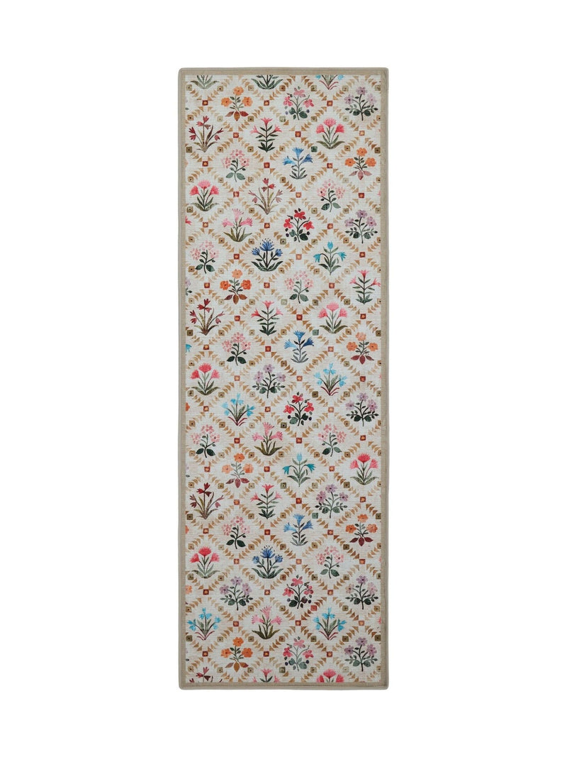 Hug Rug beige wildflower patch runner 75x220cm (British brand)