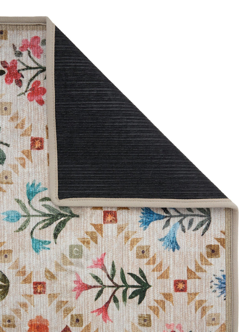 Hug Rug beige wildflower patch runner 75x220cm (British brand)