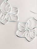 Silver tone flower drop earrings with fish-hook fastening, UK version