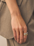 Mixed metal rings pack chunky silver and gold tone - British product