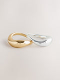 Mixed metal rings pack chunky silver and gold tone - British product