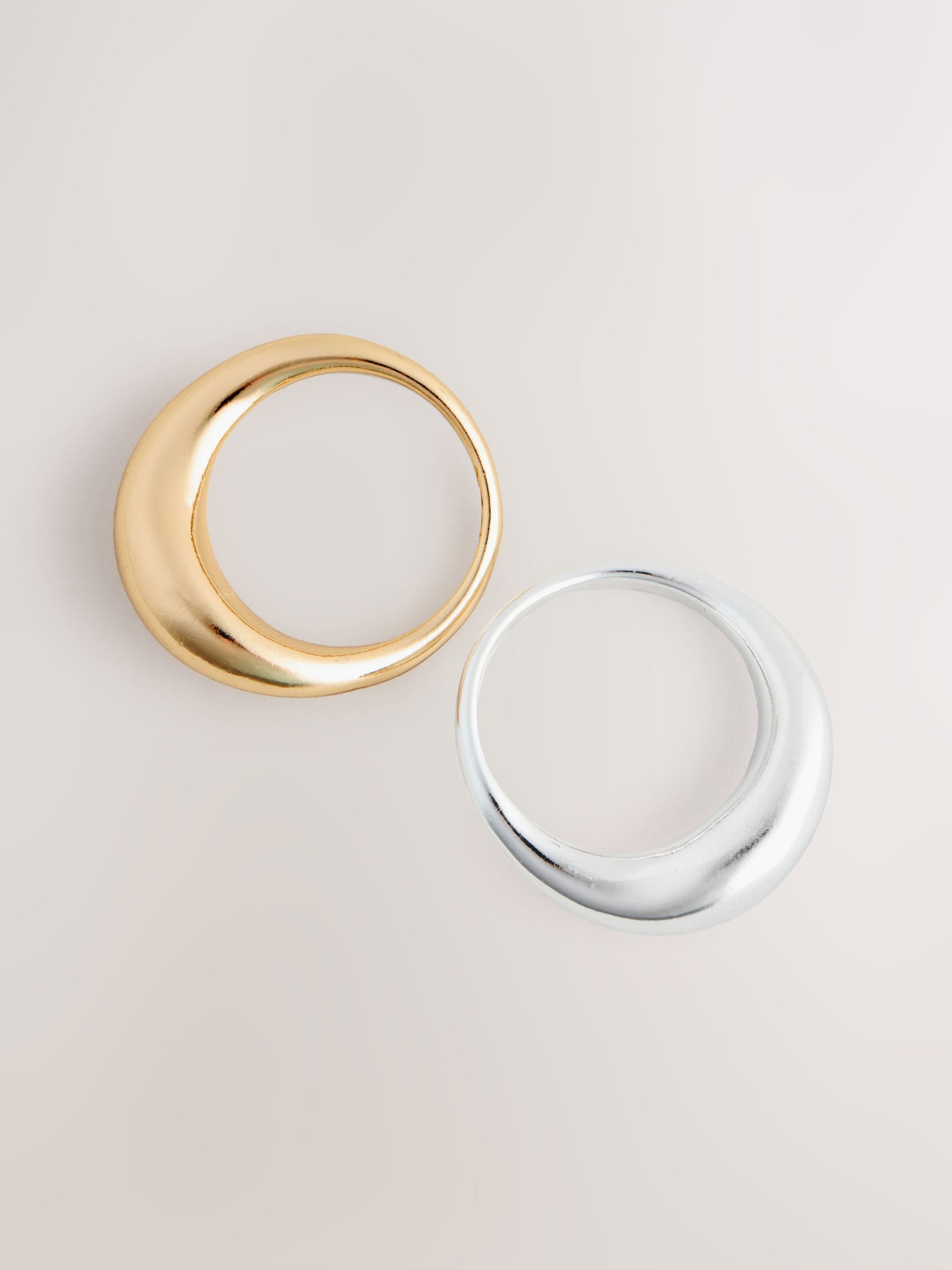 Mixed metal rings pack chunky silver and gold tone - British product