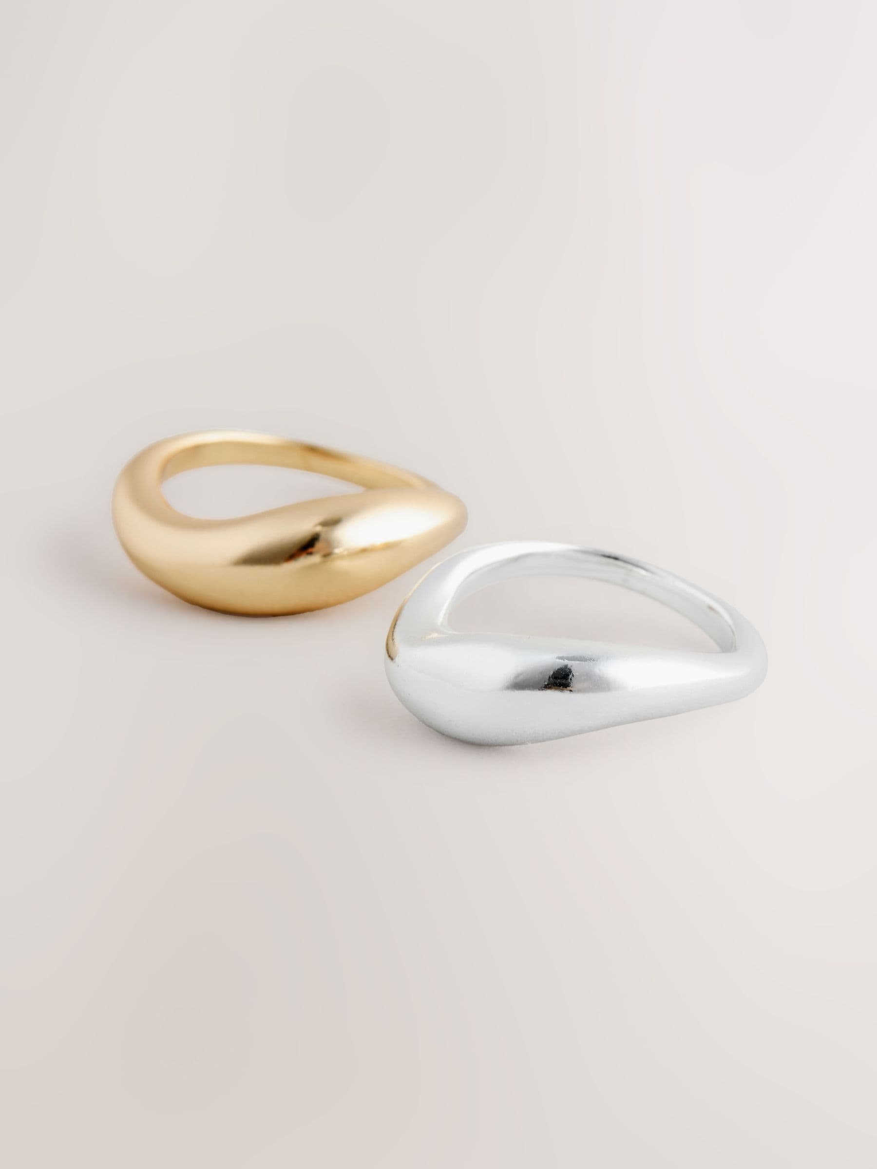 Mixed metal rings pack chunky silver and gold tone - British product