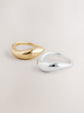 Mixed metal rings pack chunky silver and gold tone - British product