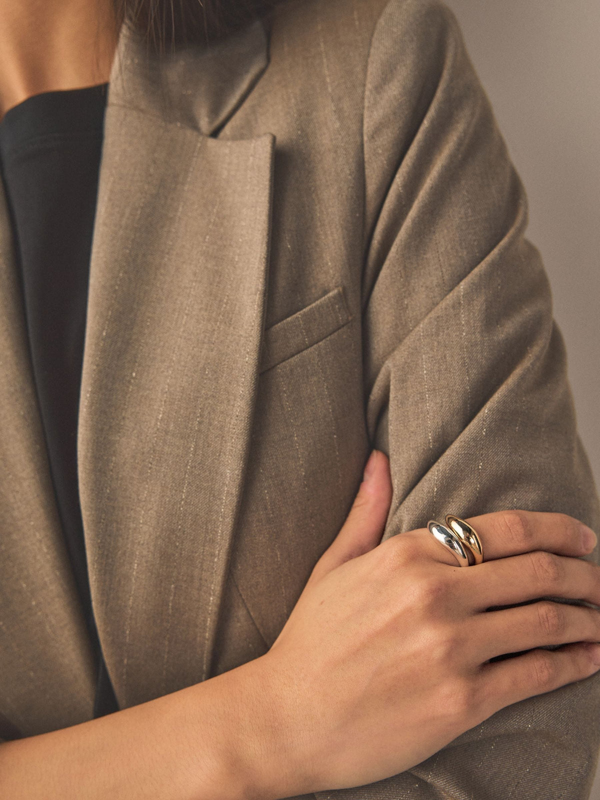 Mixed metal rings pack chunky silver and gold tone - British product