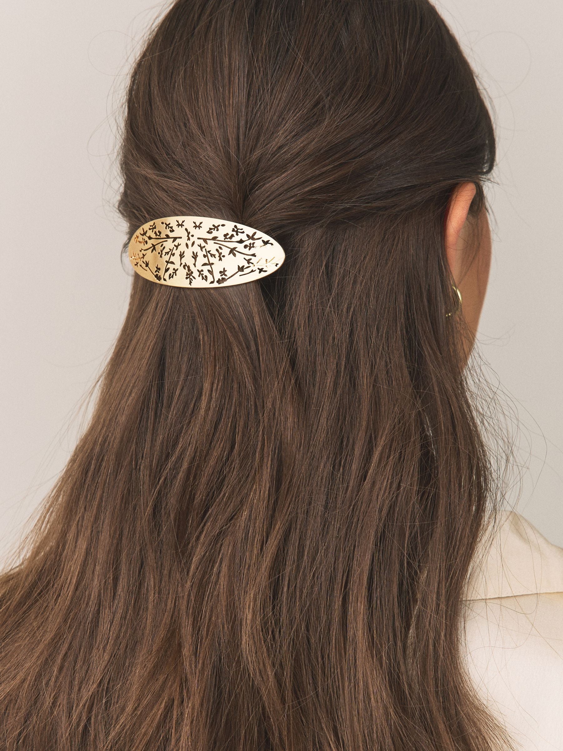 Gold tone floral hair barrette, imported from the UK