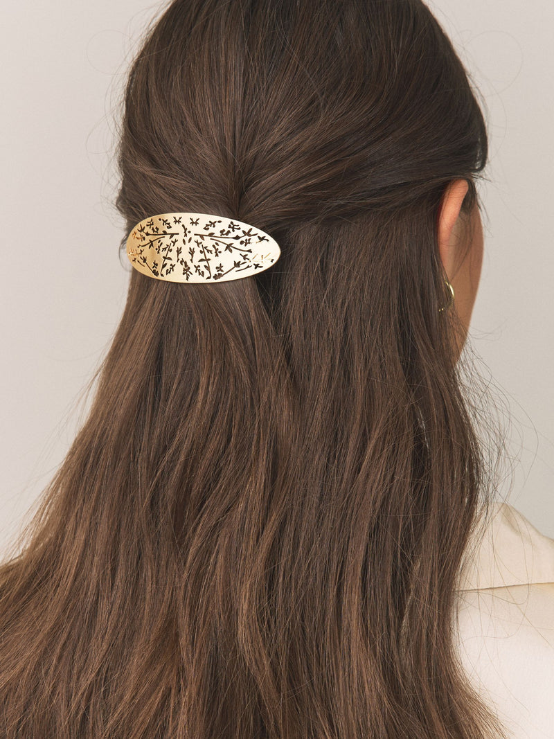 Gold tone floral hair barrette, imported from the UK