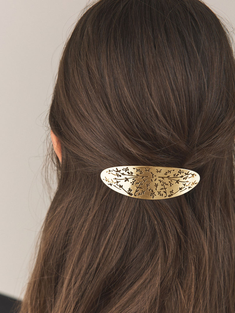 Gold tone floral hair barrette, imported from the UK
