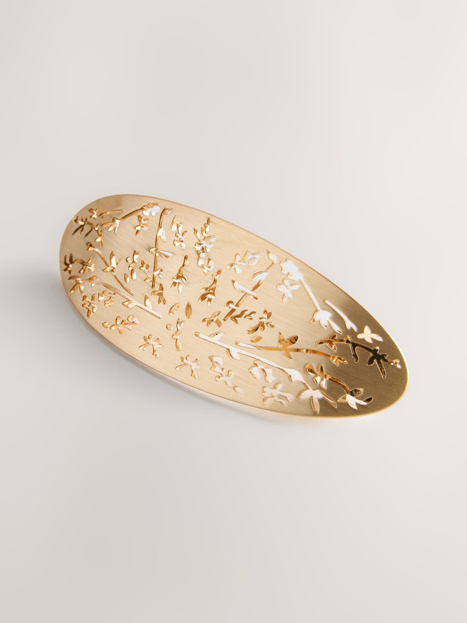 Gold tone floral hair barrette, imported from the UK