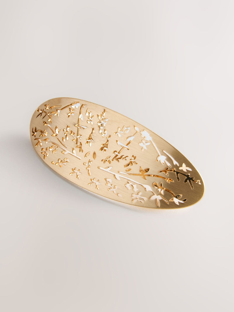Gold tone floral hair barrette, imported from the UK