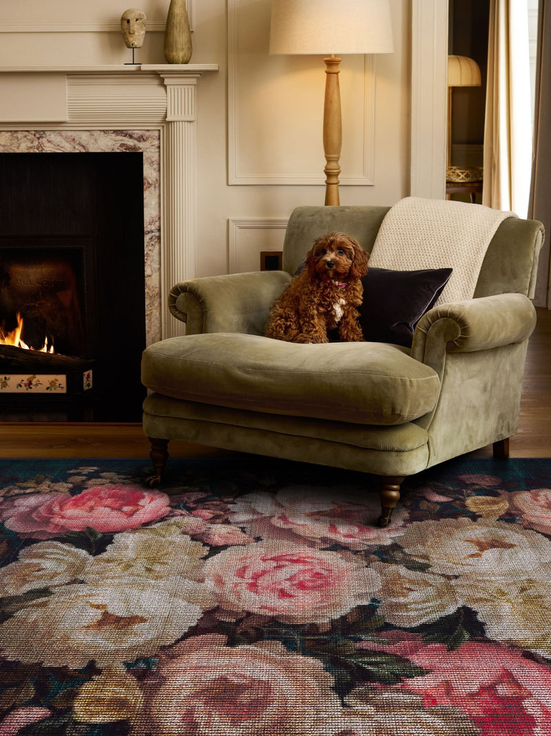 Hug Rug Navy Twilight Garden rug, UK version