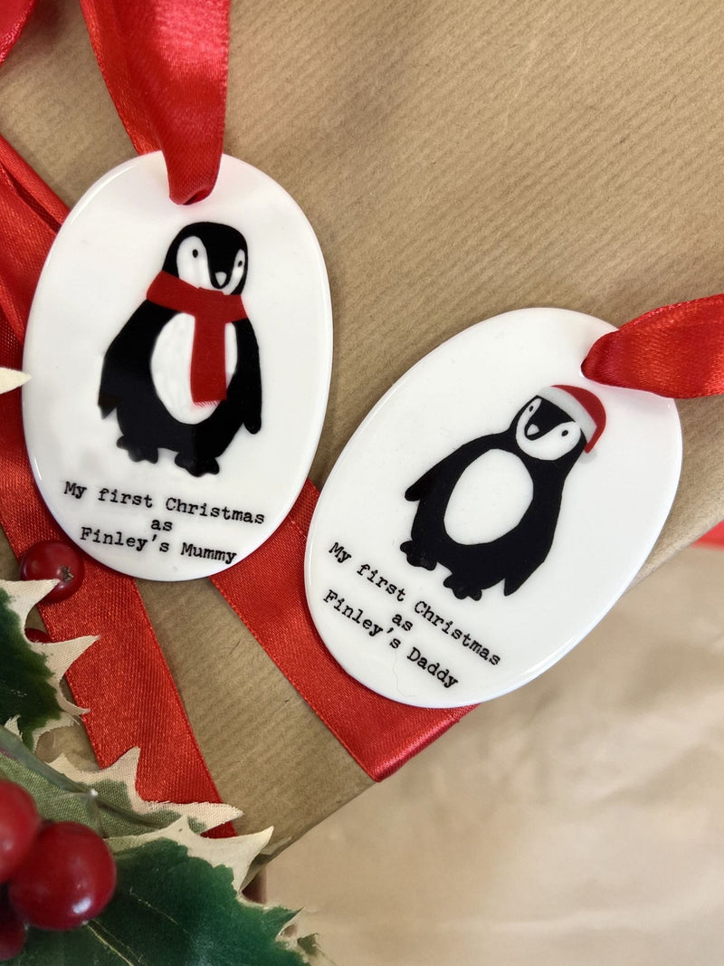 Solesmith personalised penguin Christmas decoration 7.5cm (British brand)