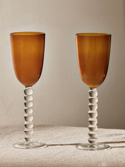 Next Nkuku Set of 2 Amber Thimma Wine Glasses- Buy online at McGrocer