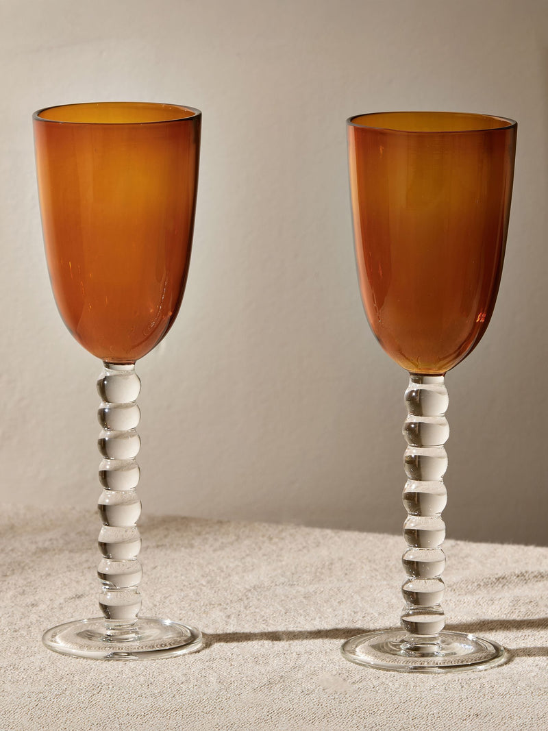 Nkuku amber Thimma wine glasses set 22cm - British product