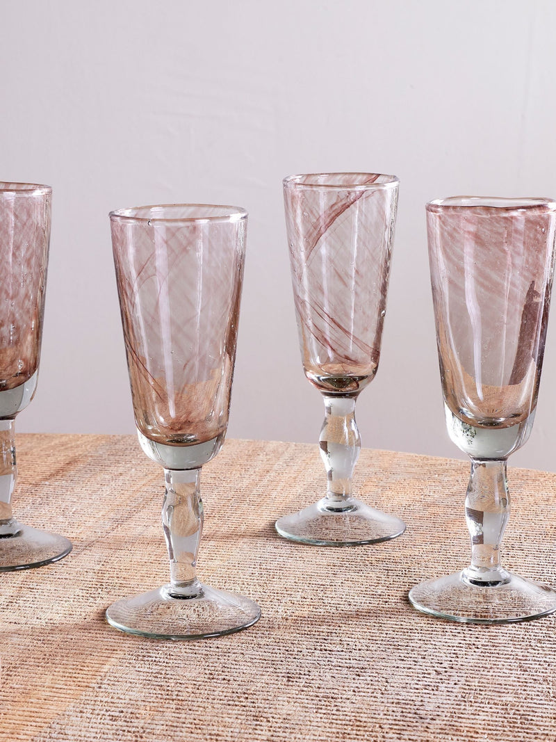 Nkuku Plum Llanera champagne glasses set of 4, UK version