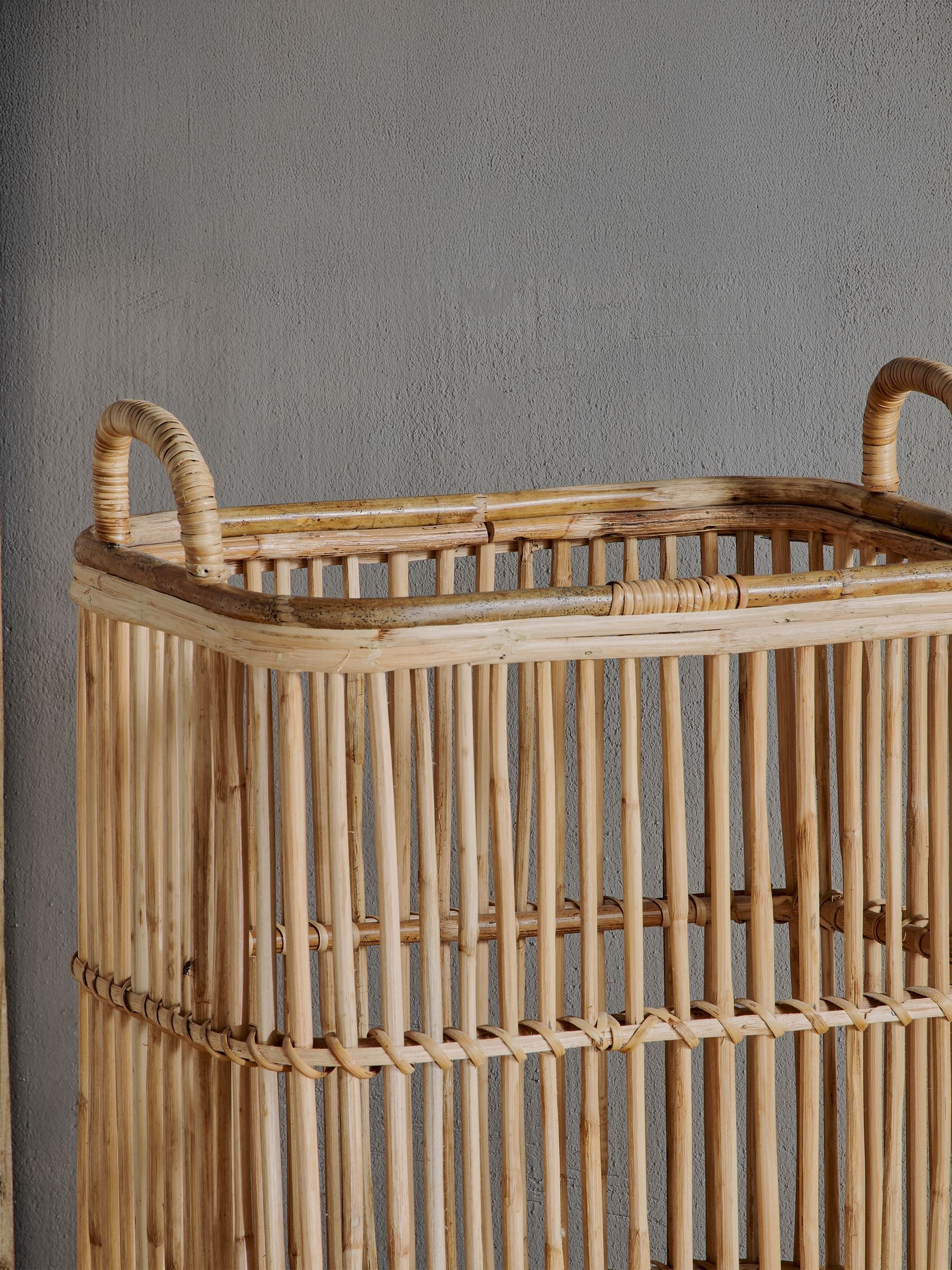 Nkuku natural rattan tall laundry basket for home storage - British product