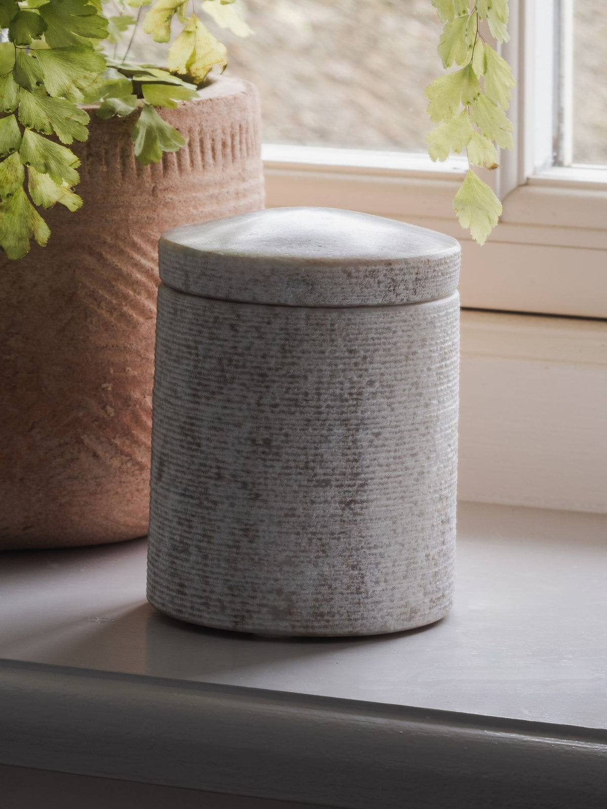 Nkuku grey marble storage jar Asana 11cm (British brand)