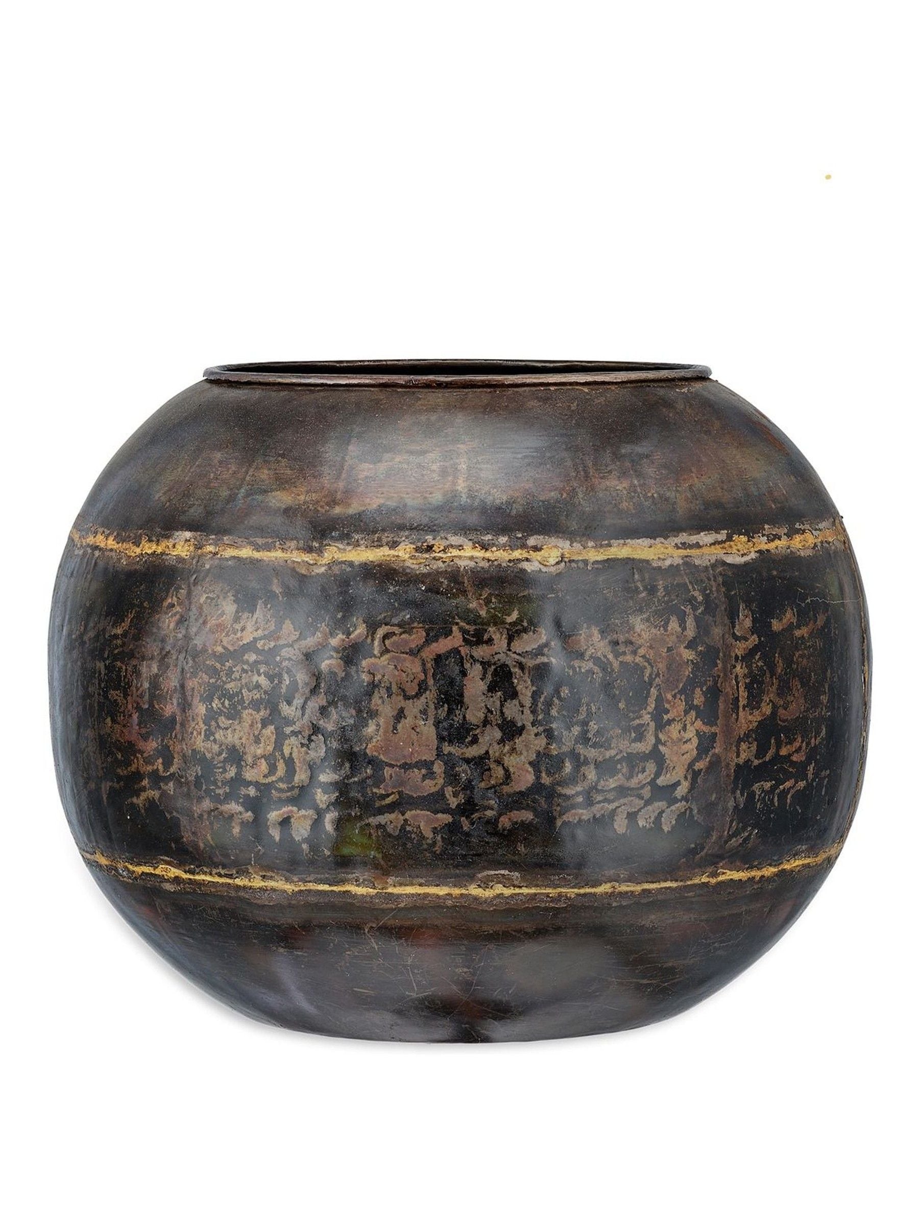 Nkuku aged black Endo iron hanging planter (British brand)
