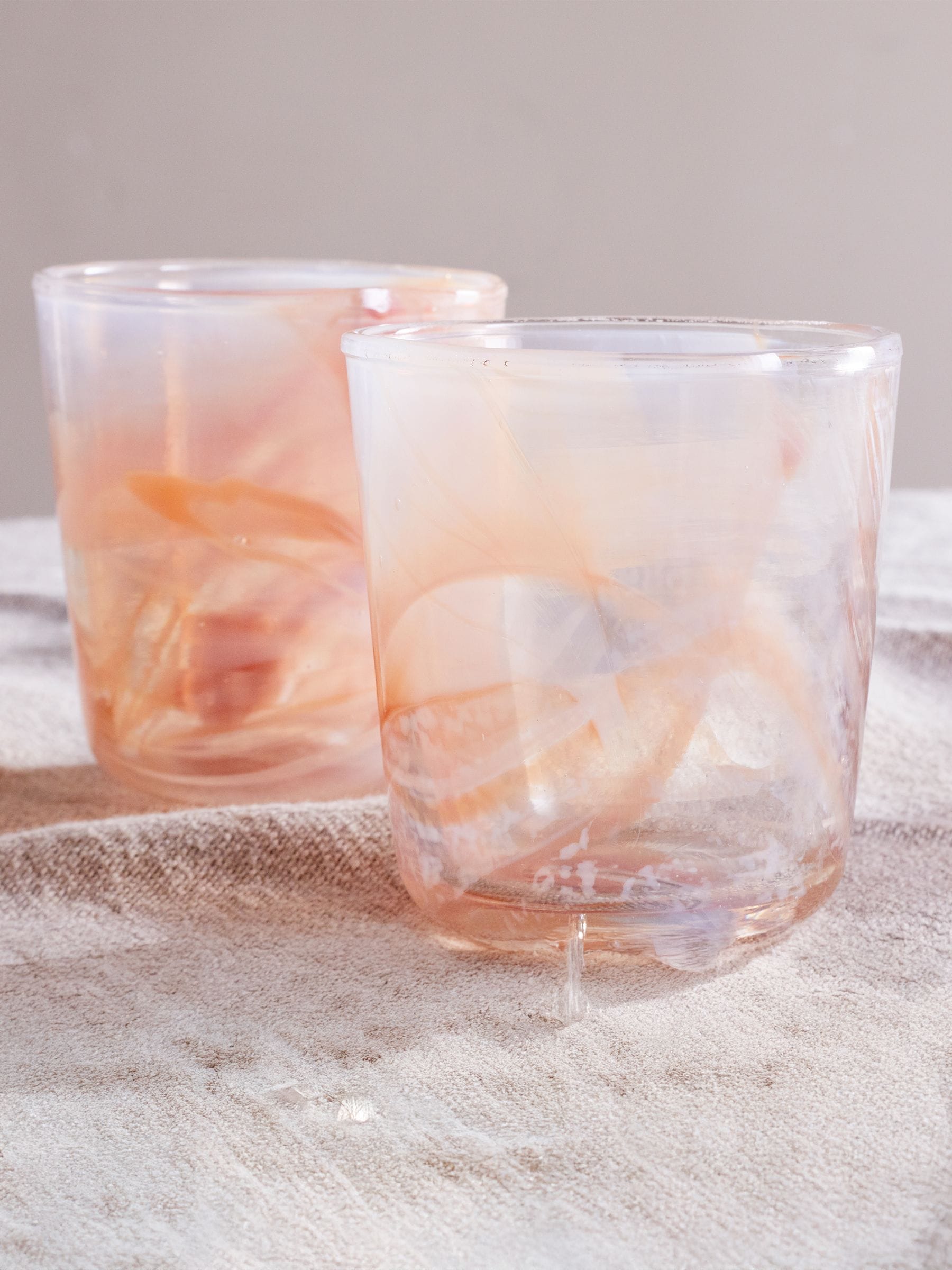 Nkuku set of 4 apricot marble swirl glass tumblers (British brand)