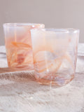 Nkuku set of 4 apricot marble swirl glass tumblers (British brand)