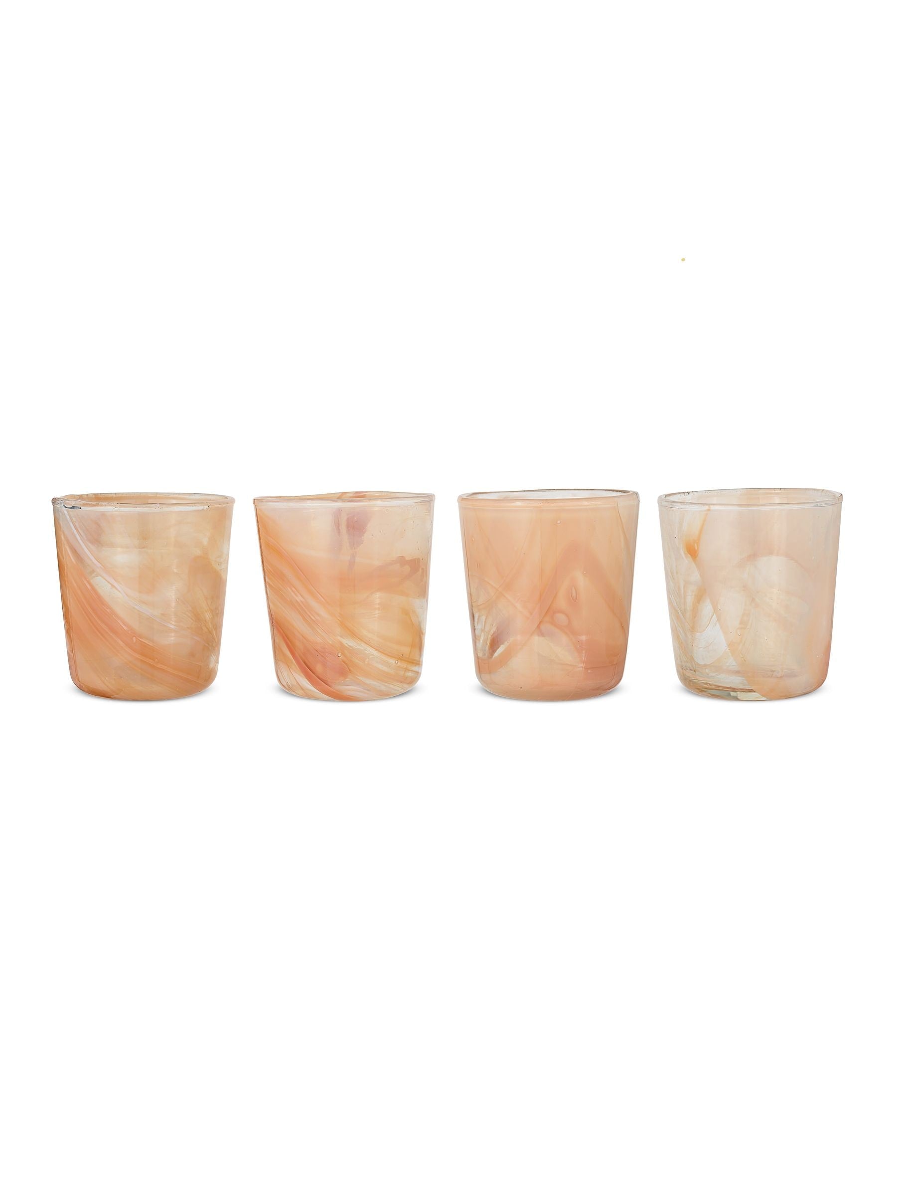 Nkuku set of 4 apricot marble swirl glass tumblers (British brand)