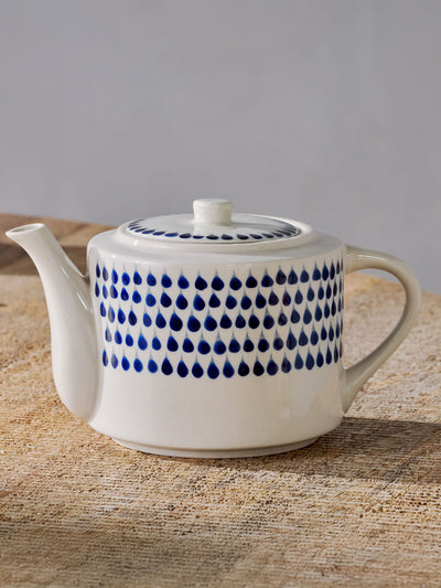 Next Nkuku Cream and Indigo Drop Teapot- Buy online at McGrocer