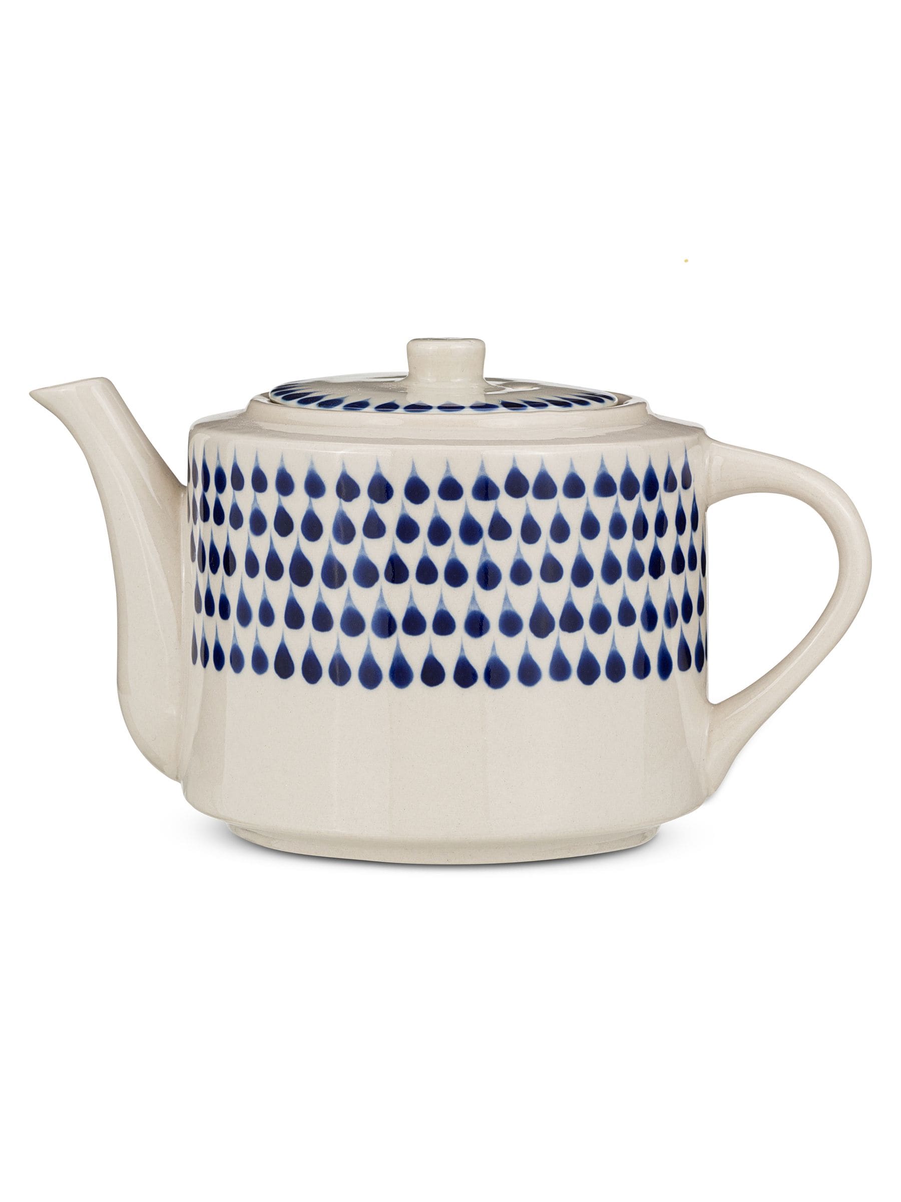 Nkuku cream and indigo drop teapot - UK version