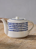 Nkuku cream and indigo drop teapot - UK version