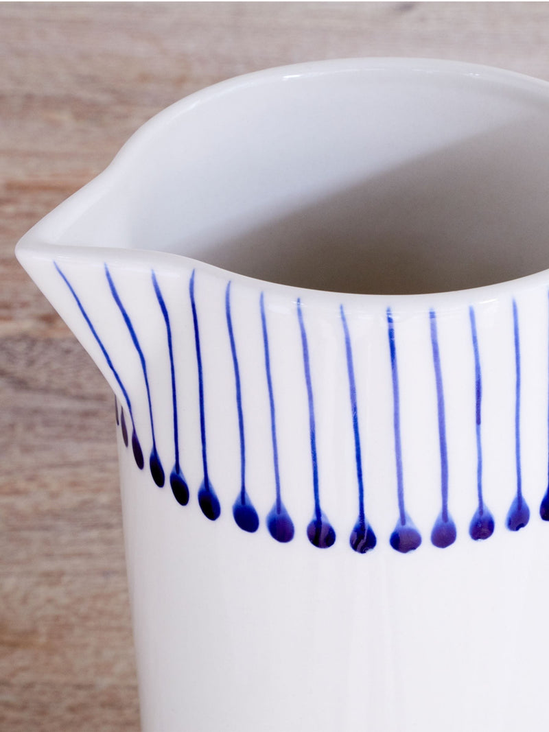 Nkuku Iba jug cream and indigo, imported from the UK