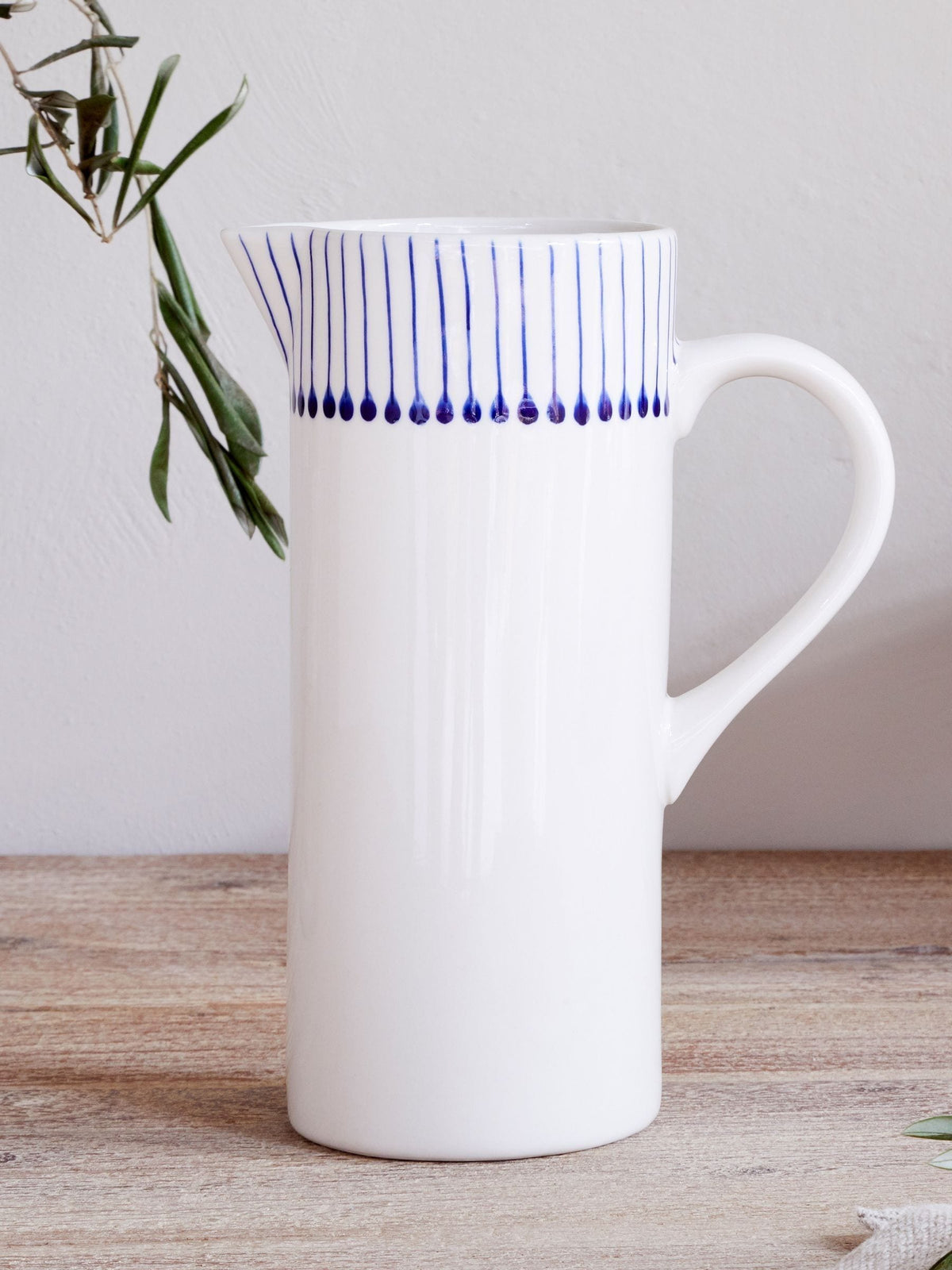 Nkuku Iba jug cream and indigo, imported from the UK
