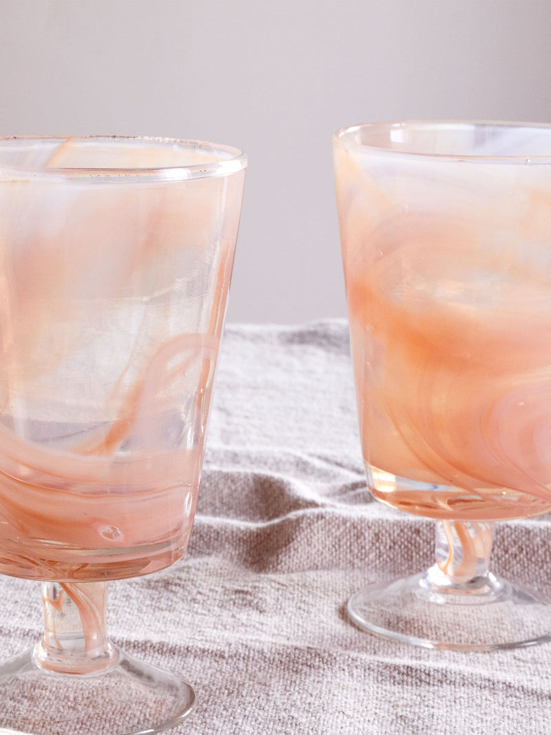 Nkuku apricot marble swirl wine glasses set of 4, UK version