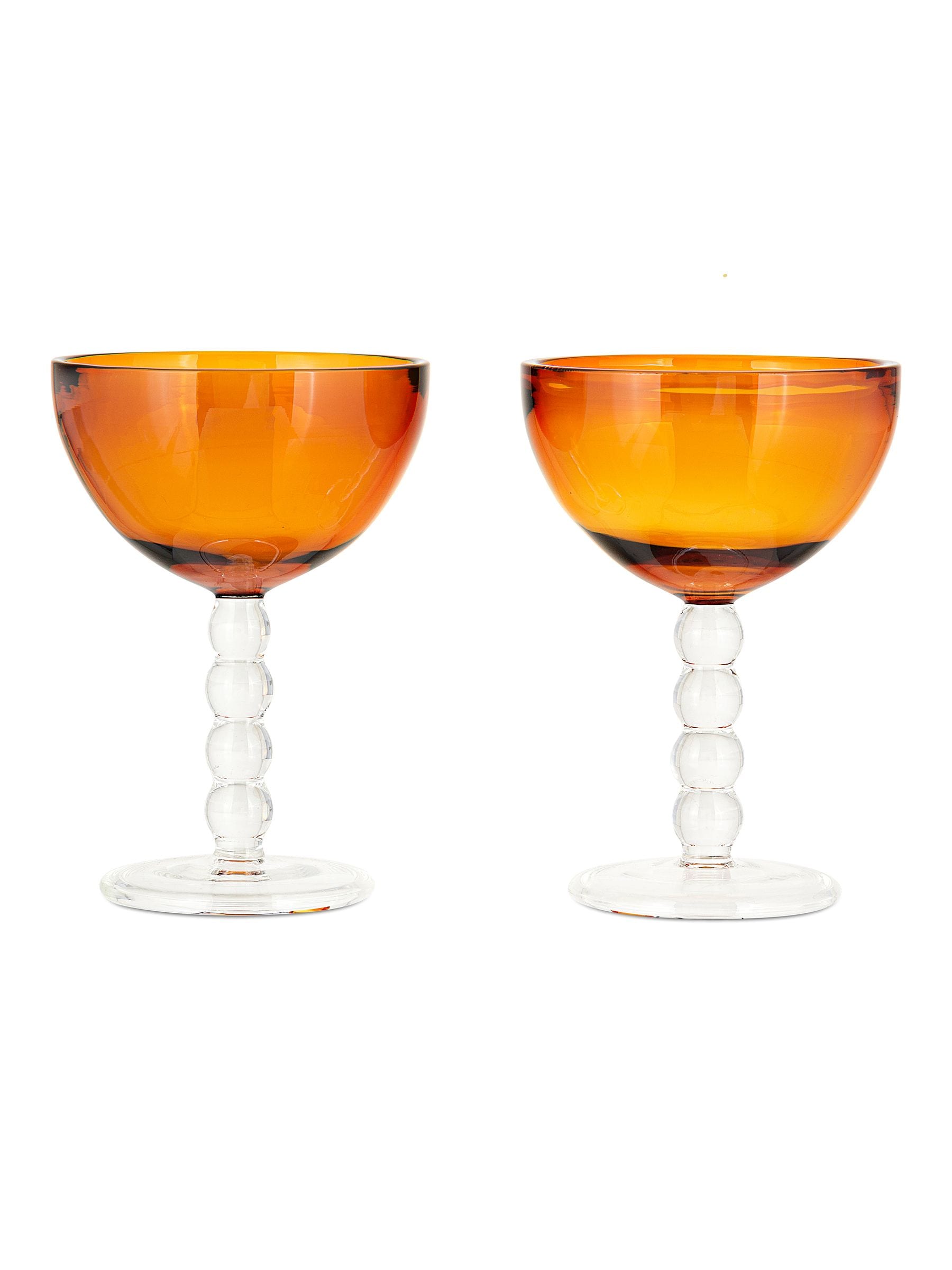 Nkuku set of 4 amber champagne coupe glasses (British brand)