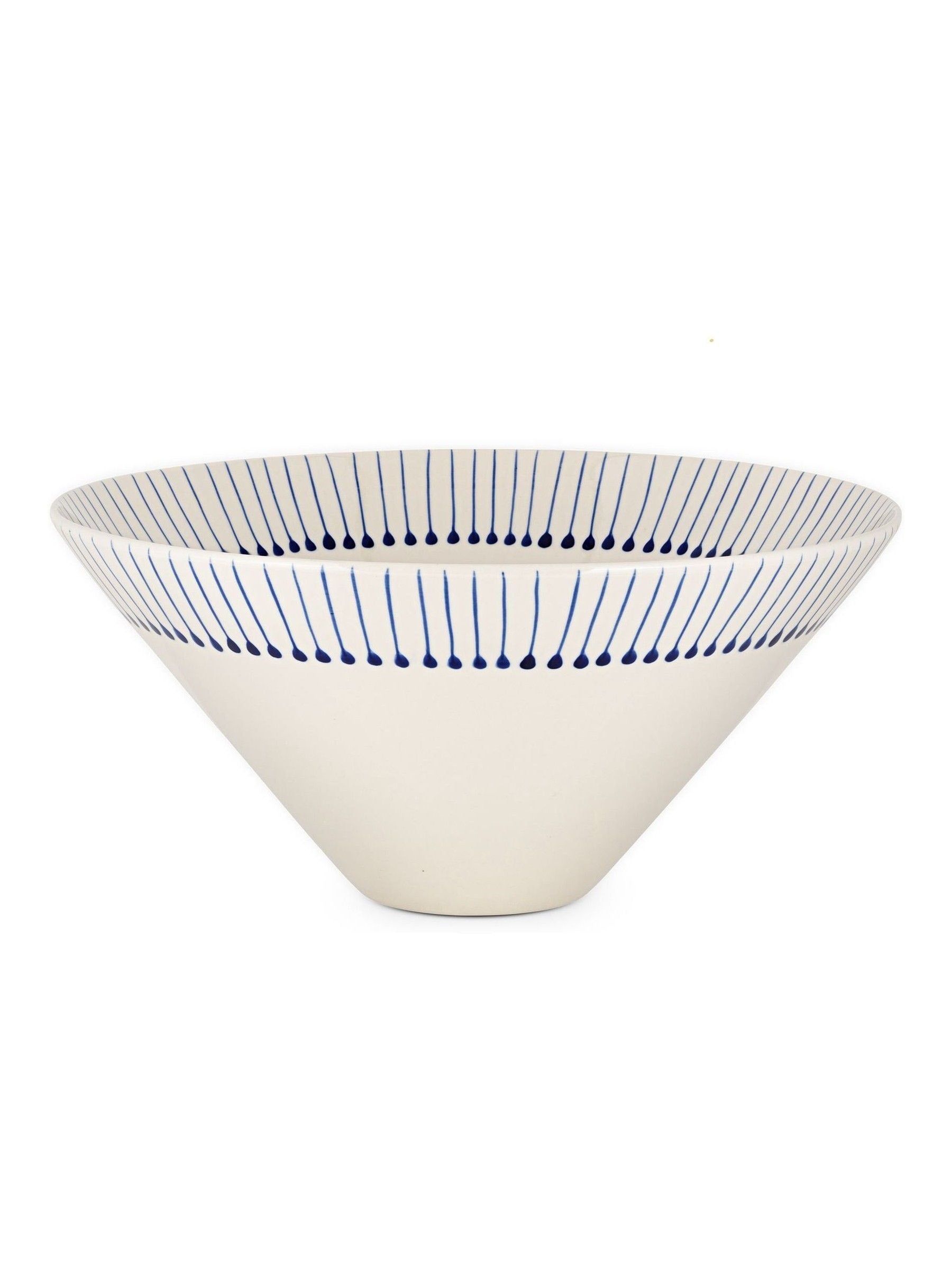 Nkuku cream and indigo Iba serving bowl (British brand)