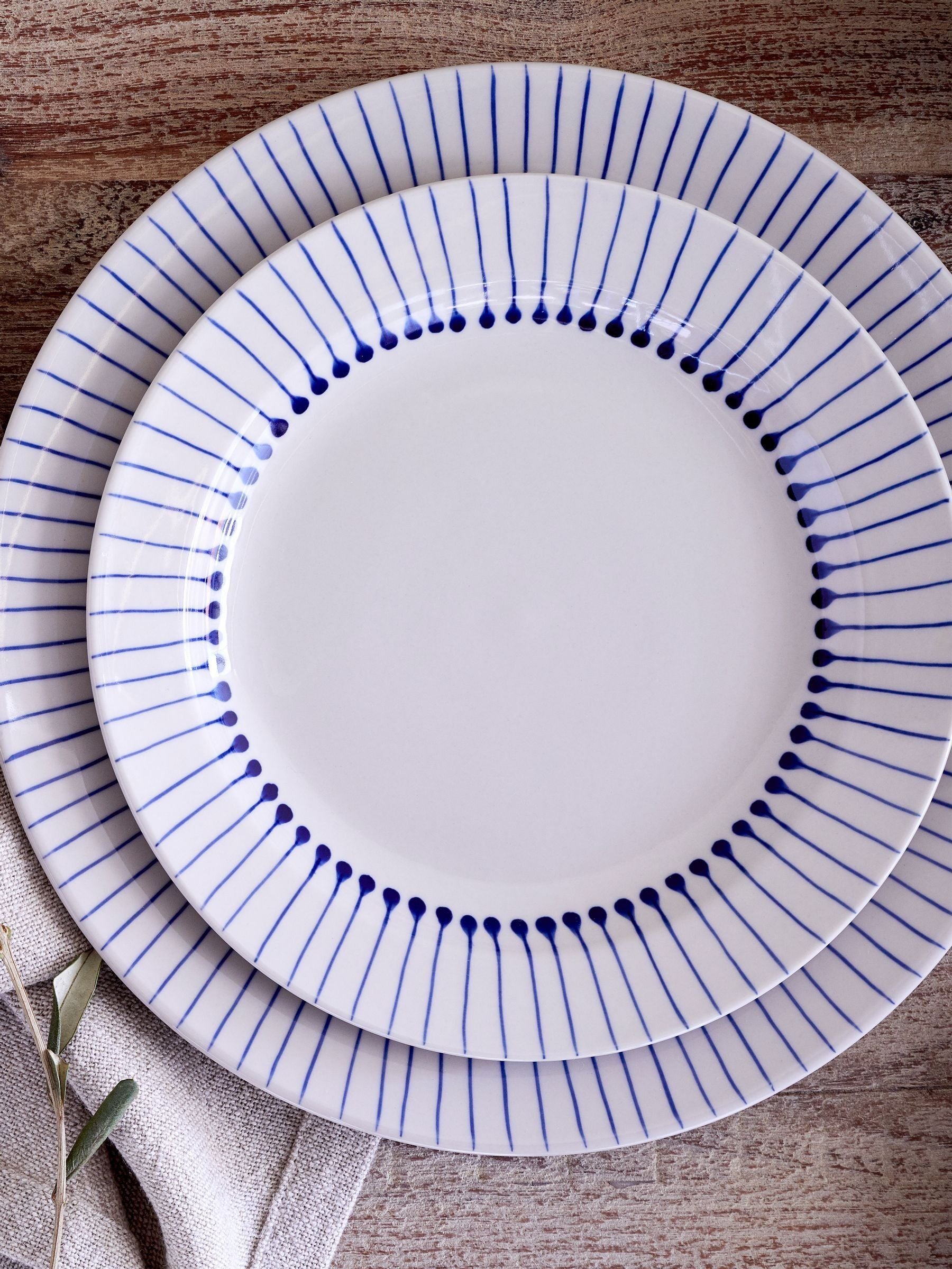 Nkuku Iba dinnerware set cream indigo 12 piece, imported from the UK
