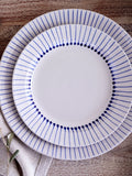 Nkuku Iba dinnerware set cream indigo 12 piece, imported from the UK