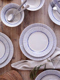 Nkuku Iba dinnerware set cream indigo 12 piece, imported from the UK
