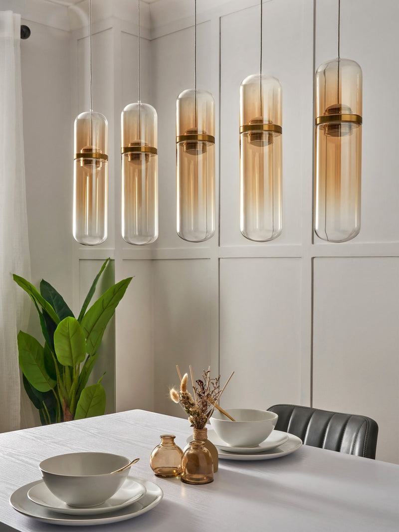 BHS Bjorn LED pendant light with five glass shades, imported from the UK