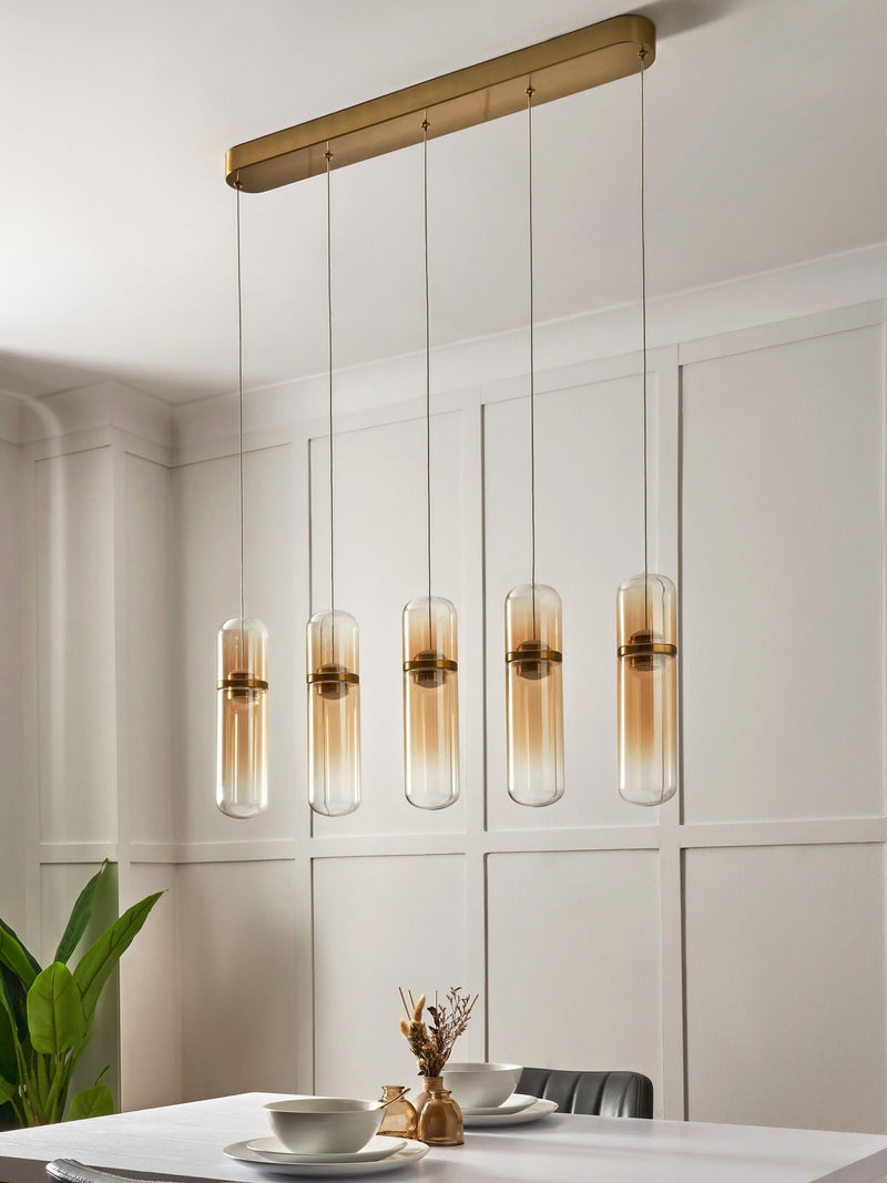 BHS Bjorn LED pendant light with five glass shades, imported from the UK