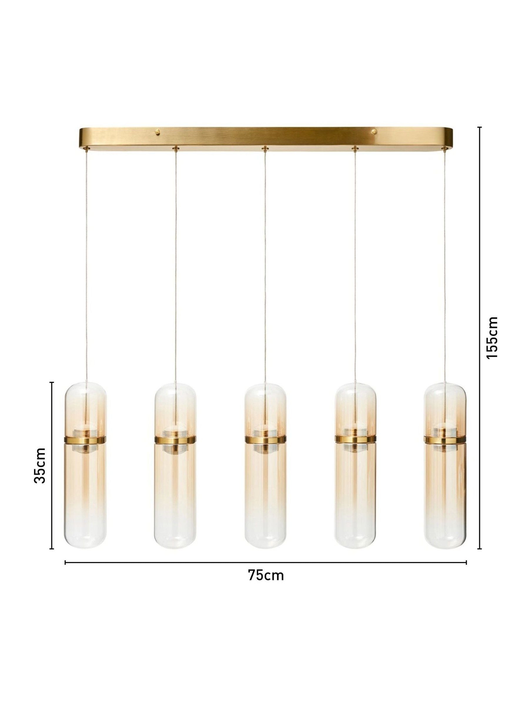 BHS Bjorn LED pendant light with five glass shades, imported from the UK