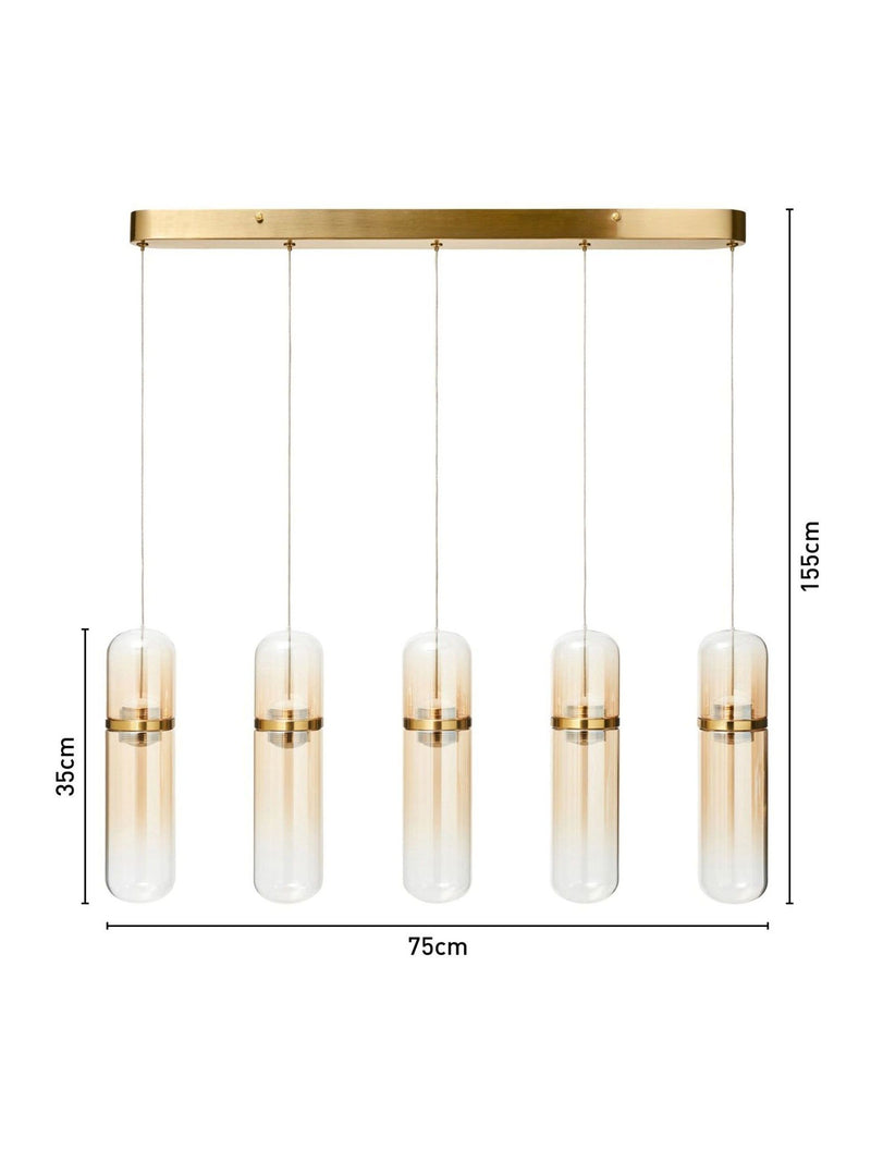 BHS Bjorn LED pendant light with five glass shades, imported from the UK