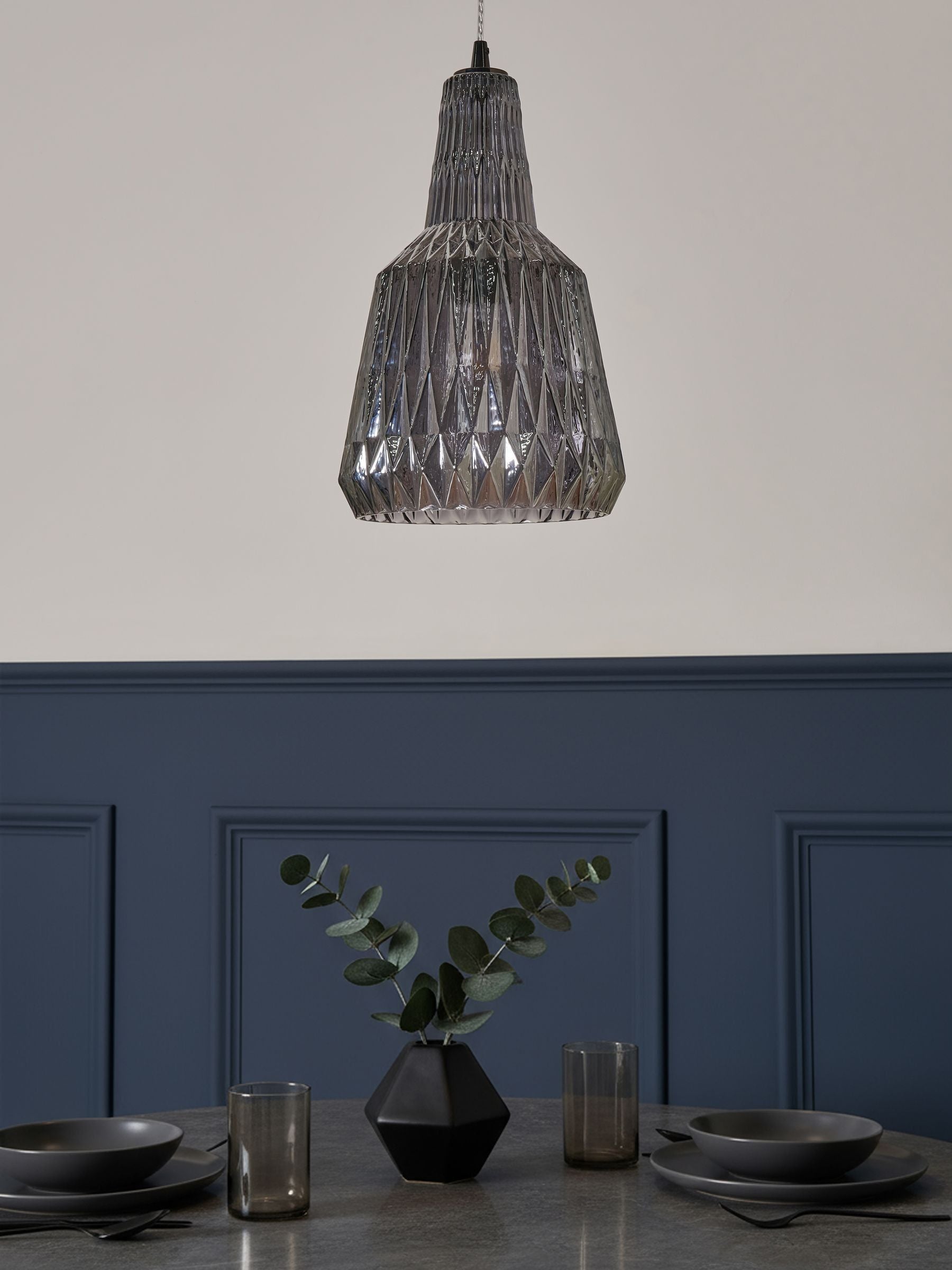 BHS Mikael glass pendant light smoke grey (British brand)