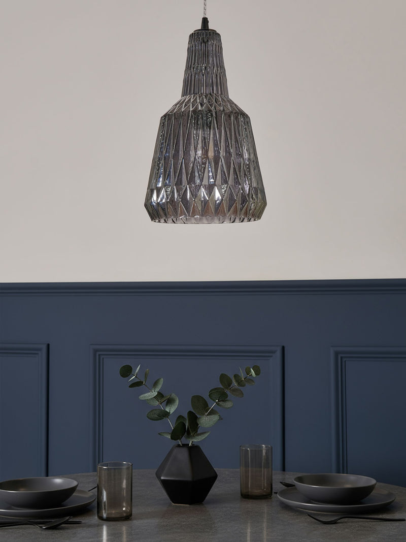 BHS Mikael glass pendant light smoke grey (British brand)
