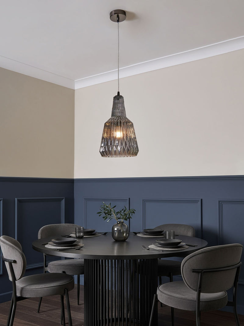 BHS Mikael glass pendant light smoke grey (British brand)