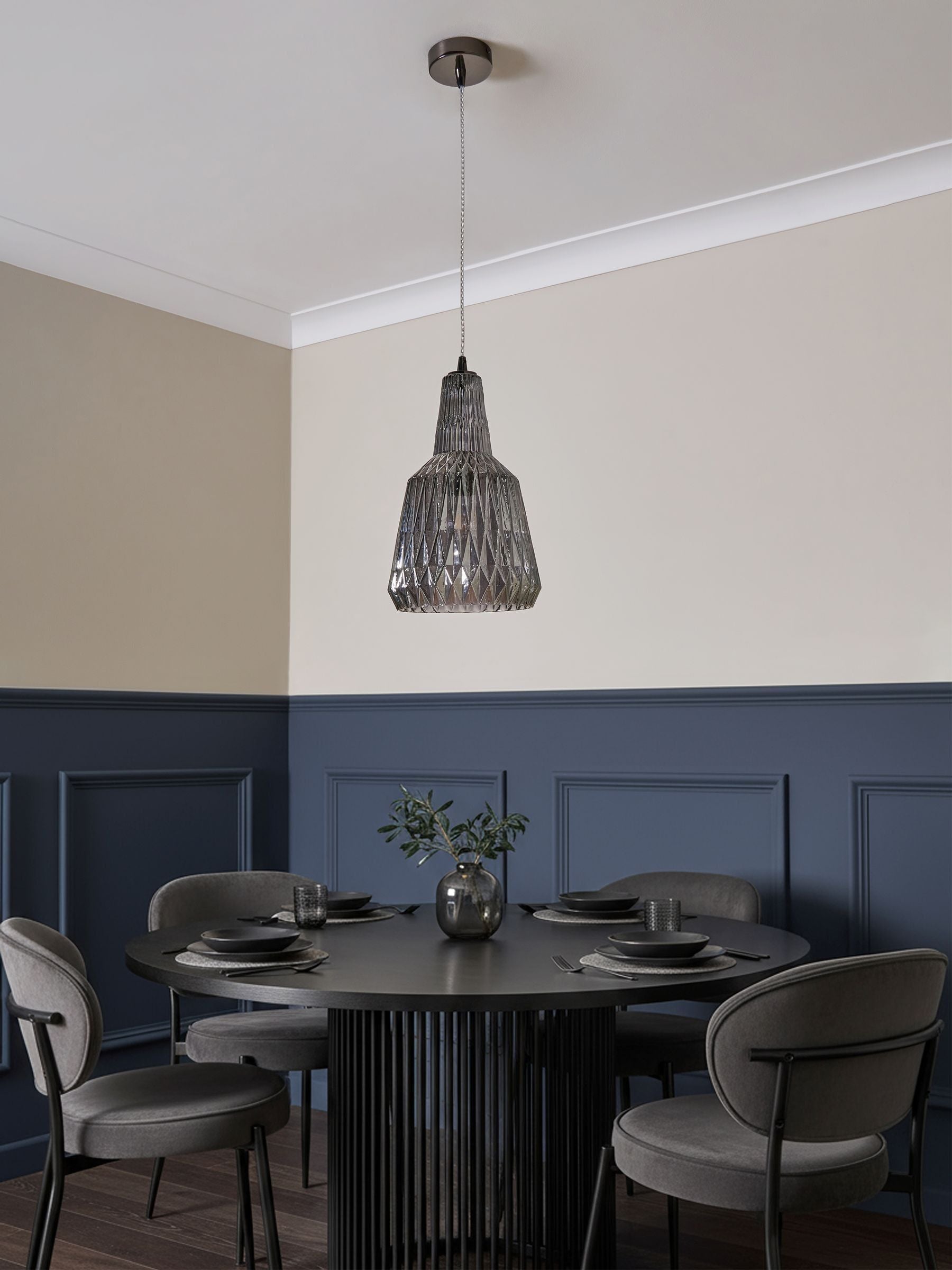 BHS Mikael glass pendant light smoke grey (British brand)