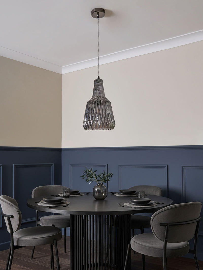 BHS Mikael glass pendant light smoke grey (British brand)