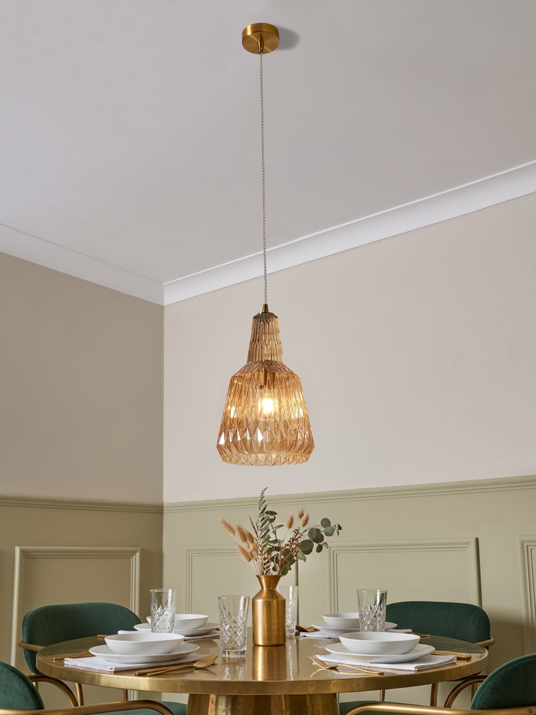 BHS Mikael glass pendant light champagne (British brand)